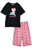 Sanrio Characters Kitty Loungewear Short Sleeves and Sun Summer Black [Kaitac Family] Women's Pajamas, Shorts, Protection, (M, (Hello Kitty))