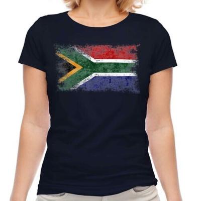 Südafrika Flagge verblasstes T-Shirt Herren Damen T-Shirts Oberteil Suid-Afrika Afrikanisches Fußballshirt