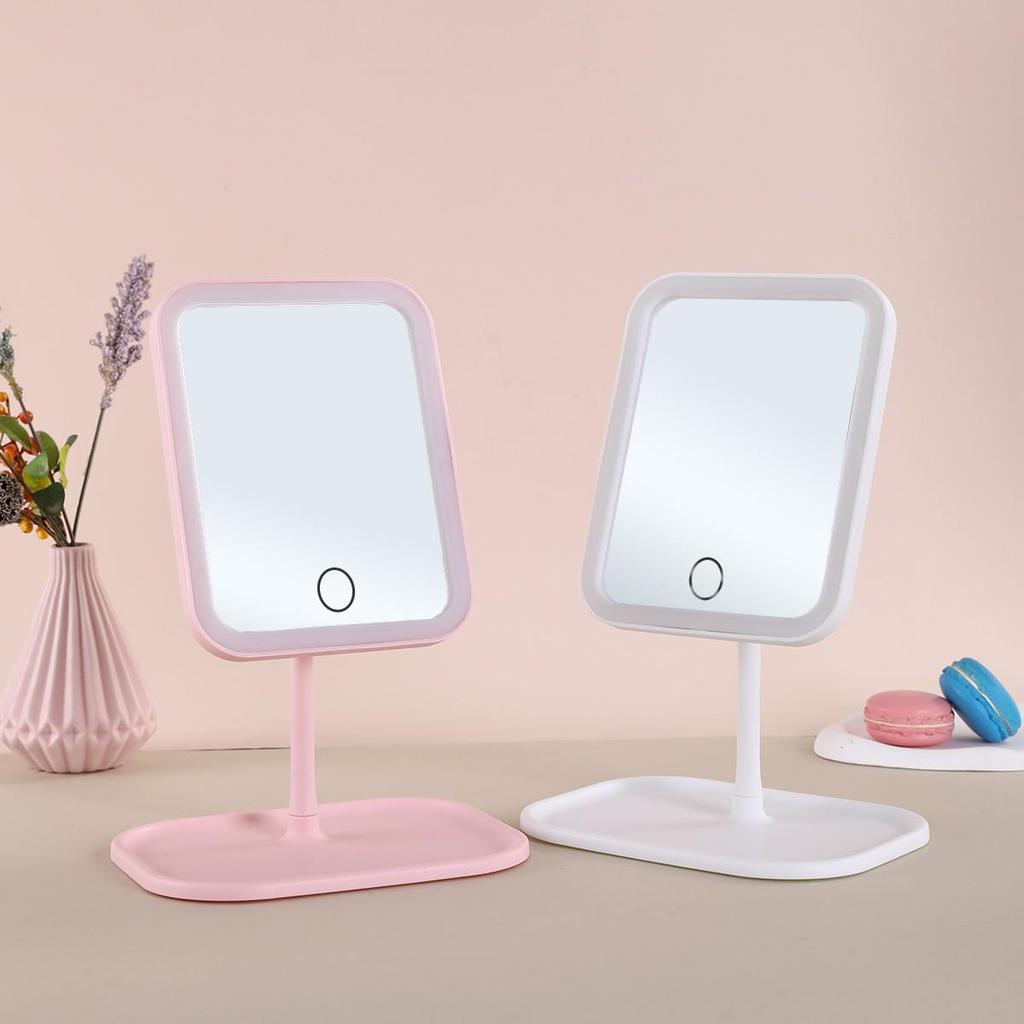 USB Rechargeable LED Vanity Mirror: Portable, INS Style Makeup Mirror with Light for Dorms