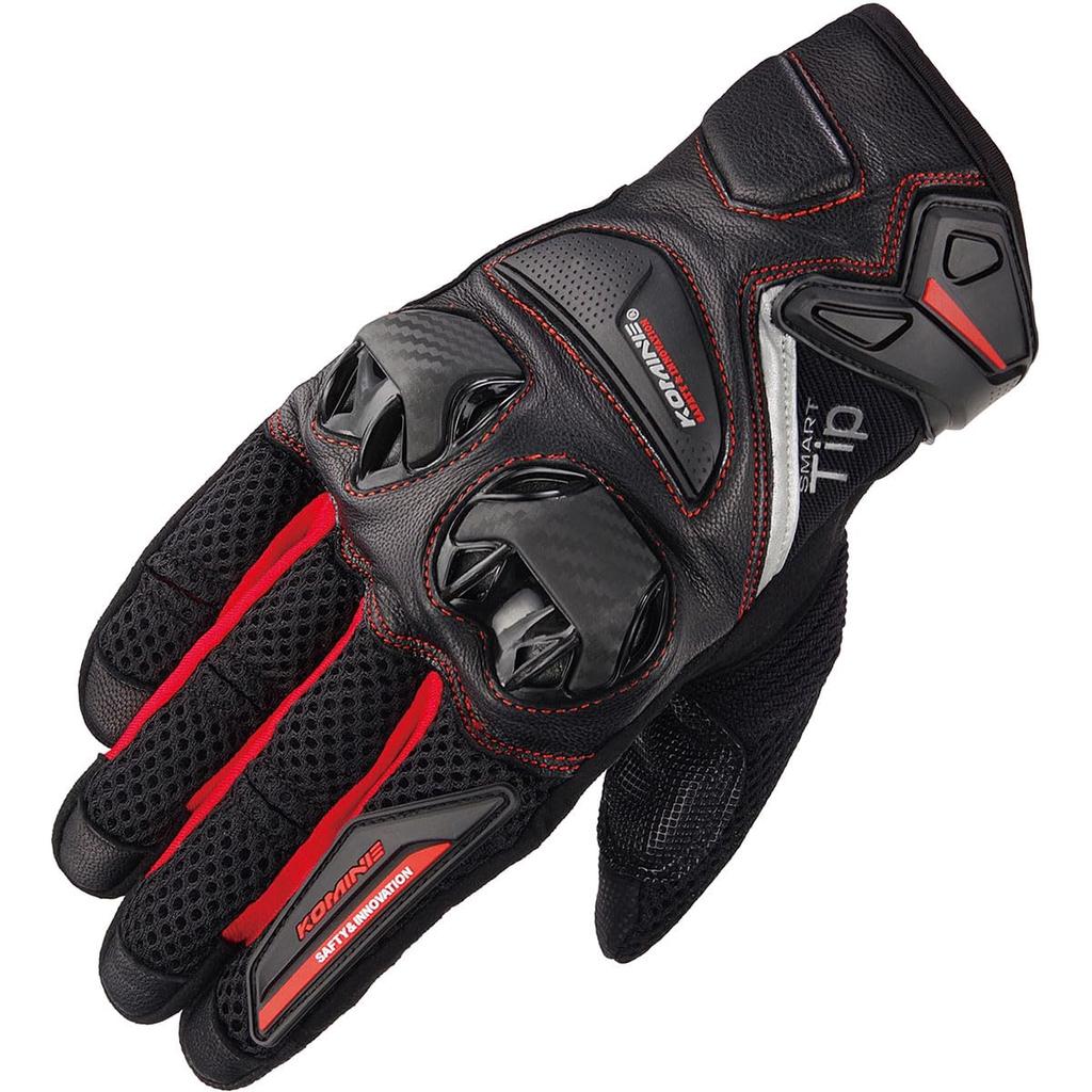 Komine Motorcycle Protective Leather Mesh Size Mesh Carbon Fiber Suitable for and Autumn Gloves, Black/Red, 2XL, GK-234 1232, Material, Protector,