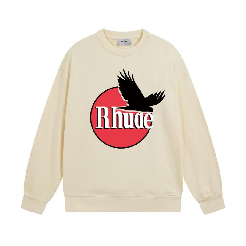 Rhude Vintage Letter Print Oversized Hoodie Men Women Casual Streetwear Sweatshirt