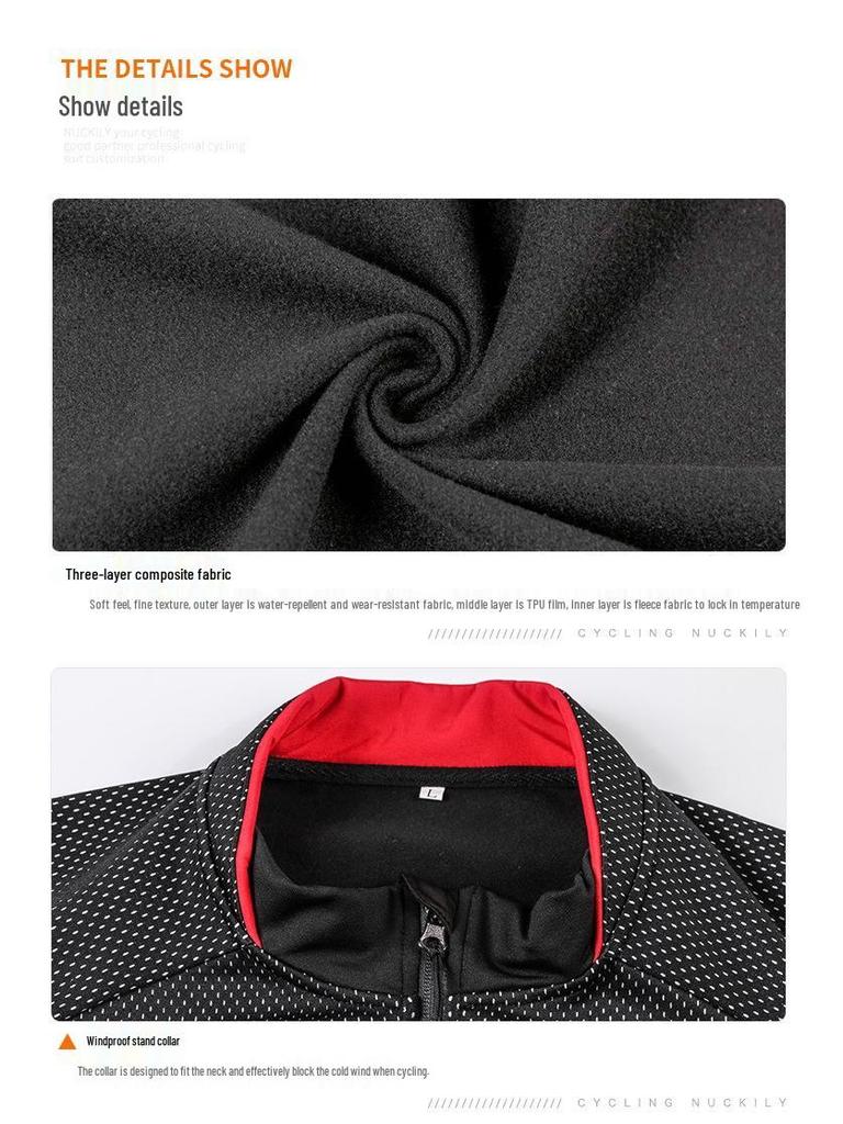 NUCKILY Autumn/Winter Fleece Cycling Set: Jacket and Long Pants for Outdoor Riding