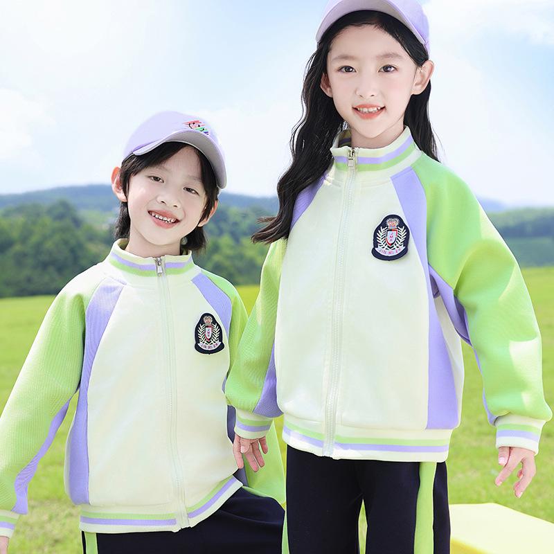 Three-Piece School Uniform Set: Autumn/Spring Sportswear & Baseball Style for Primary, Middle, and Large Kids