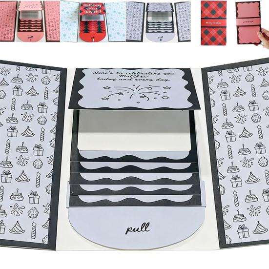 Handmade Waterfall Christmas Gift Card Booklet Creative Holiday Gift Card Festive Cash & Voucher Holder for Group Gifting