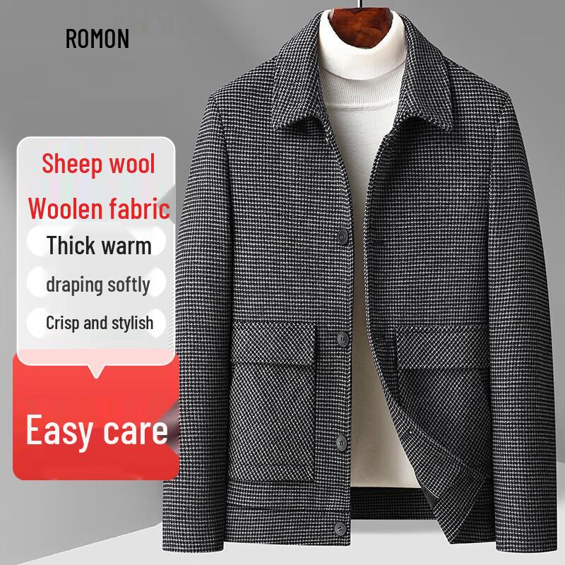 

Romon Men s Winter Thickened Wool Blend Jacket Coat 195