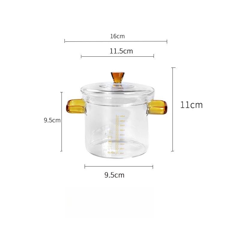 Glass Stew Pot Home Steaming Egg Bowl Baby Food Bowl Dessert Bowl with Scale and Lid Waterproof Cup