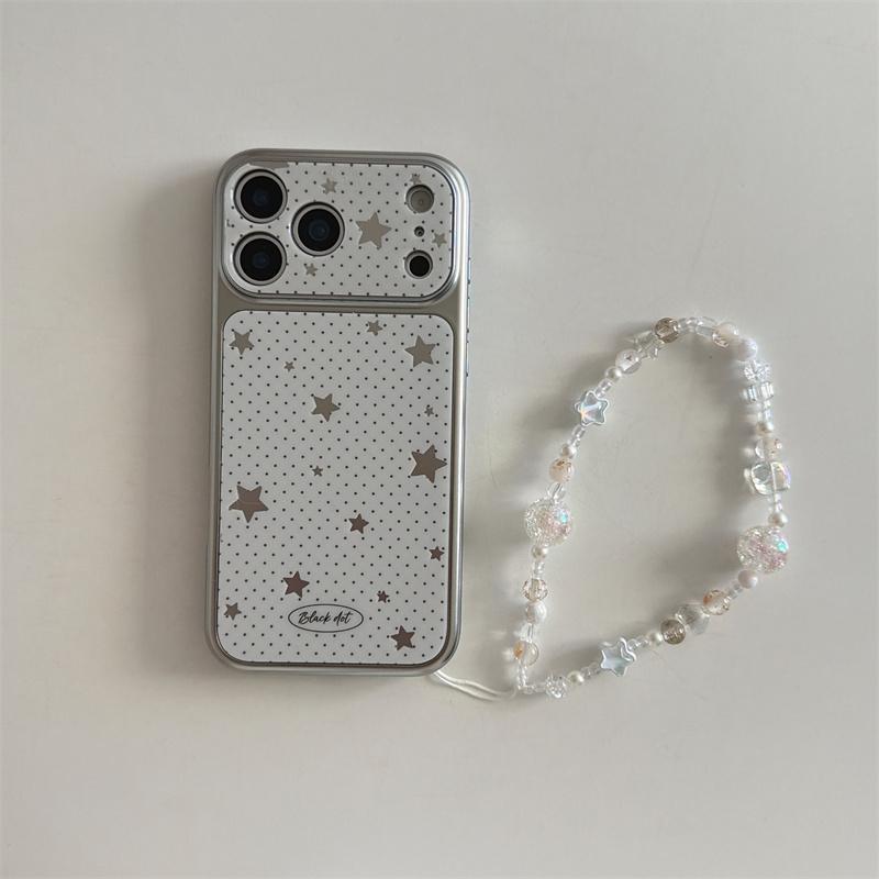 New 2026 Silver Star Polka Dot Phone Case For iPhone 17 Pro 16 15 14 Pro Max with Electroplated Frame Slim Shockproof Cover