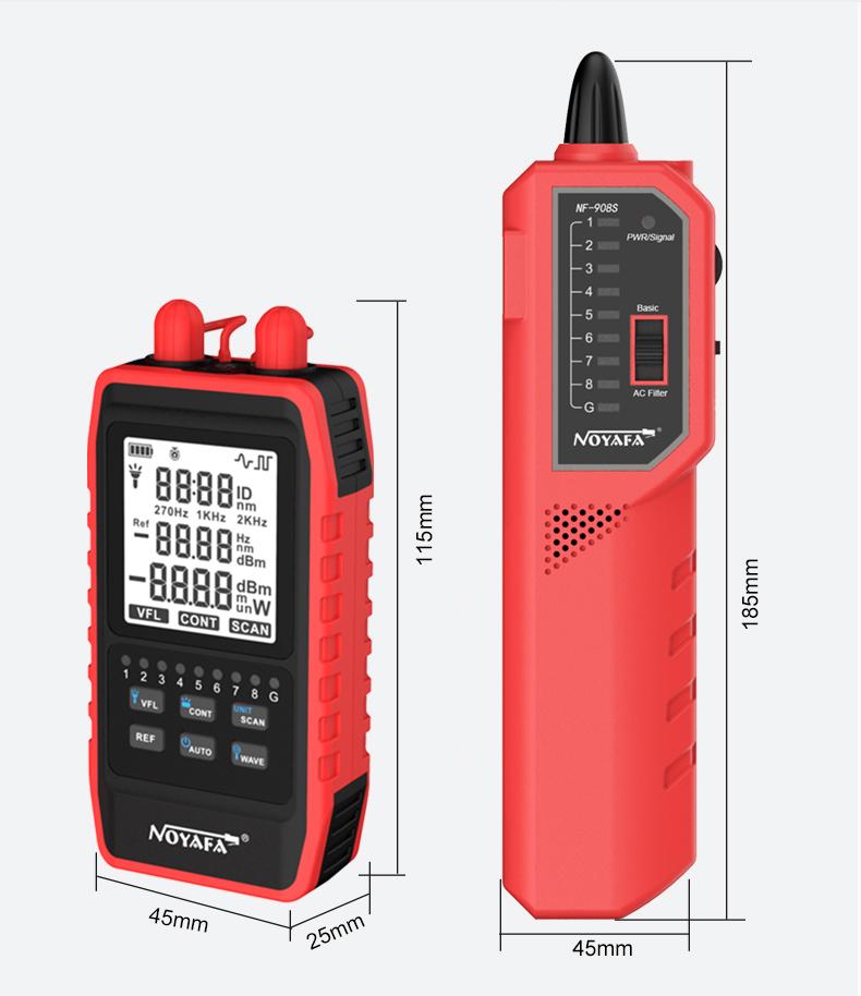 Noyafa Mini Optical Power Meter NF-908S Visual Fault Locator RJ45 Cable Red Light Function Dual-mode Lead Finder LED Function