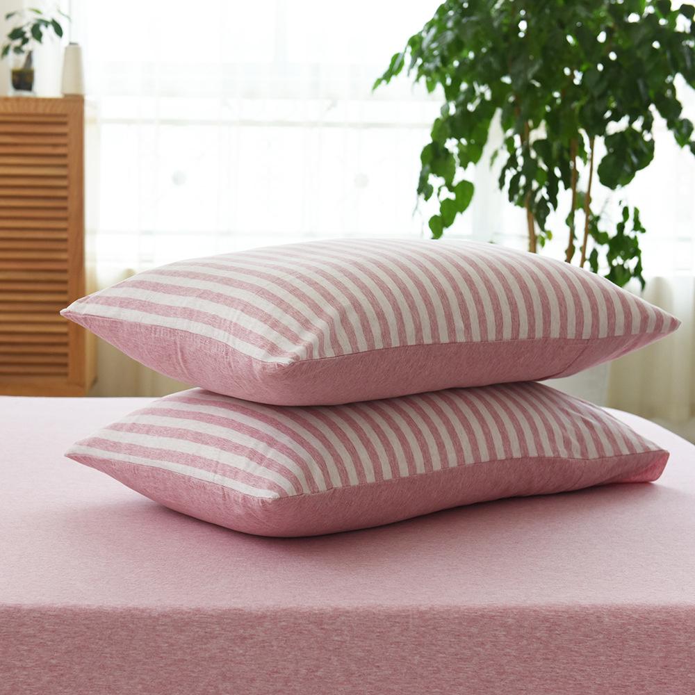 Pure Cotton Jersey Striped Bedding Set: Pillowcase, Duvet Cover, Fitted Sheet - Ideal for Dorms