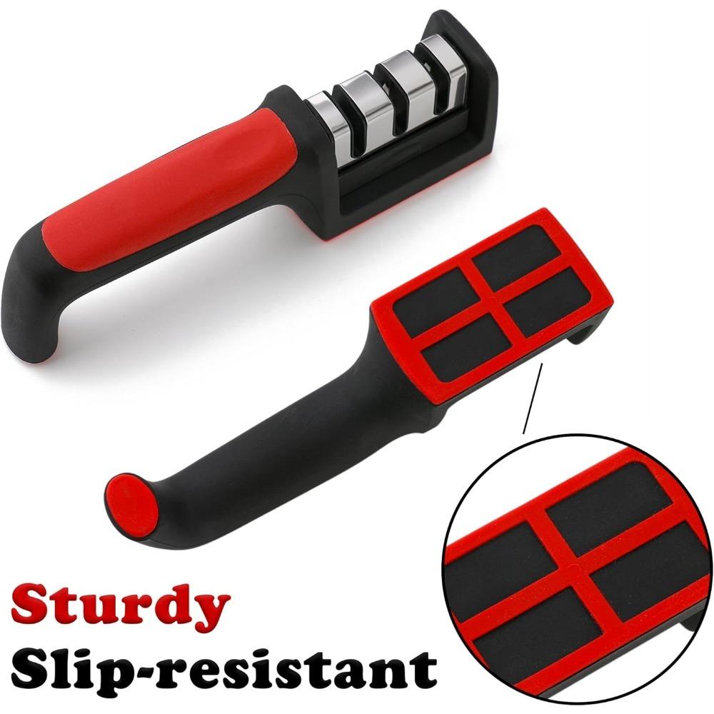 3/4 Section Knife Sharpener Ergonomic Non-slip Handle Kitchen Dedicated Whetstone Manual Knife Sharpening Tool Kitchen Tool