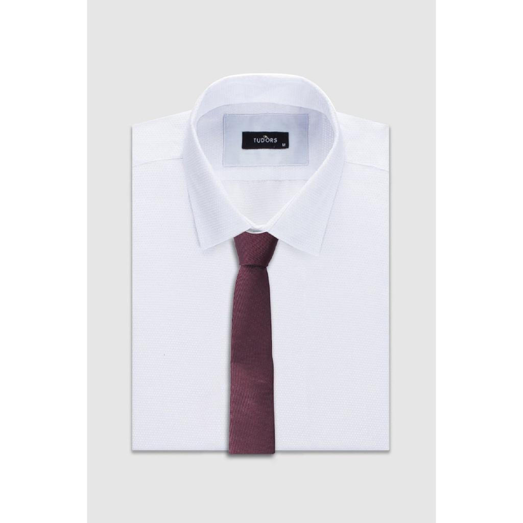 Plain Men's Burgundy Tie With Pocket Handkerchief