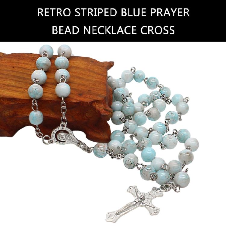 Unisex Long Rosary Beads Chain Crosses Pendant Catholic Crucifix Charm Necklace Markings Beads Neckchain Jewelry Gift