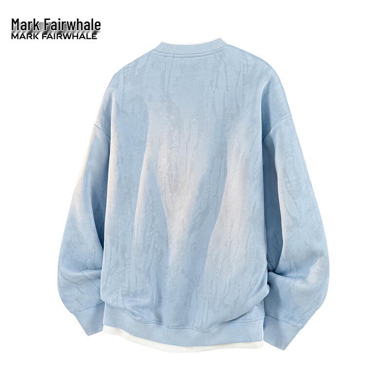 Mark Fairwhale Men's Trendy Fake Two-Piece Long Sleeve Sweatshirt