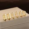 6 Pcs Fashion Minimalist Copper Zircon Cross Earrings Set for Women Chunky Cartilage Hoops Earring Vacation Daily Wear Jewelry