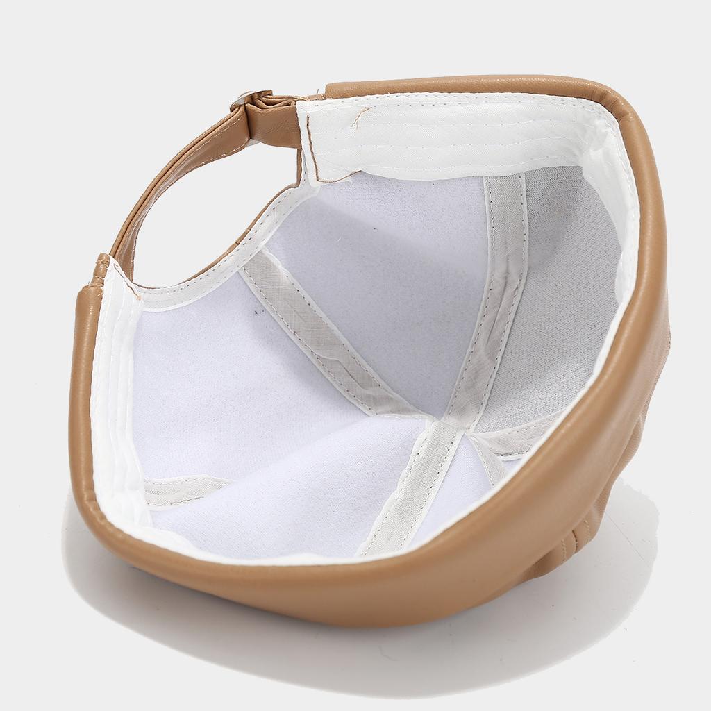 Solid Color PU Leather Landlord Hat Men Women Simplicity Retro Melon Skin Caps Autumn Winter Adjustable Docker Hat Fashionable