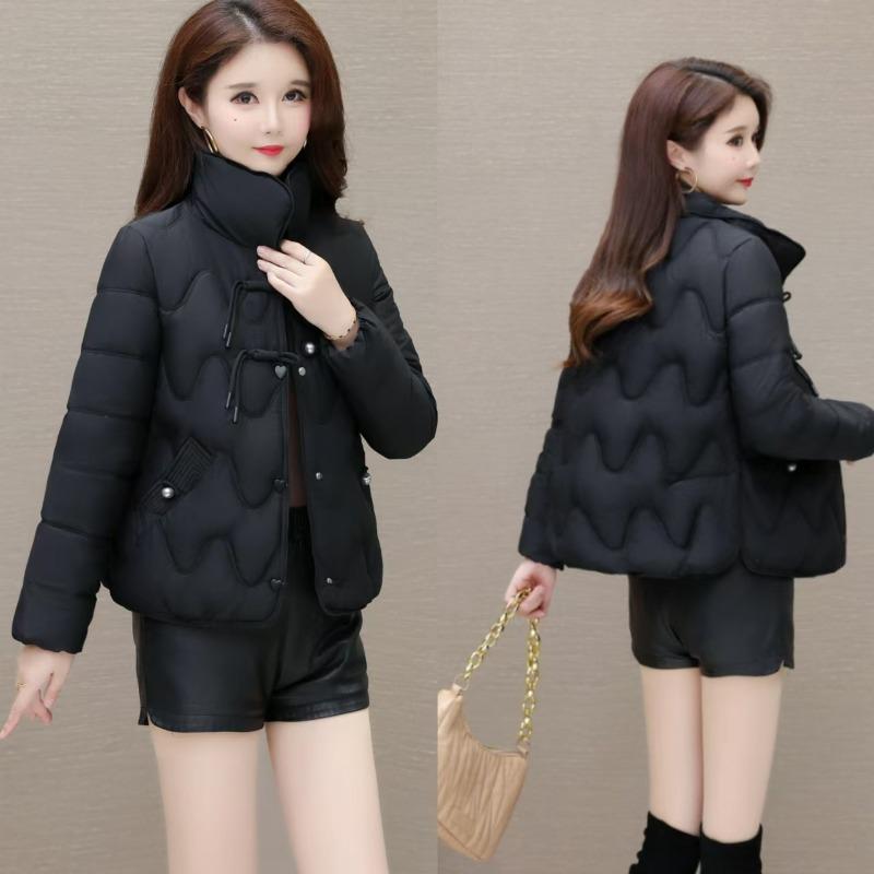 Cotton Clothes Short Women's New Buckle Fashion Thin Down Cotton Clothes Small Casual Versatile Winter Cotton Clothes