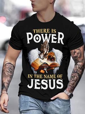 There Is Power In The Name Jesus Christian TShirt 100 Cotton ONeck Short Sleeve Summer Casual Mens Tshirt Streetwear