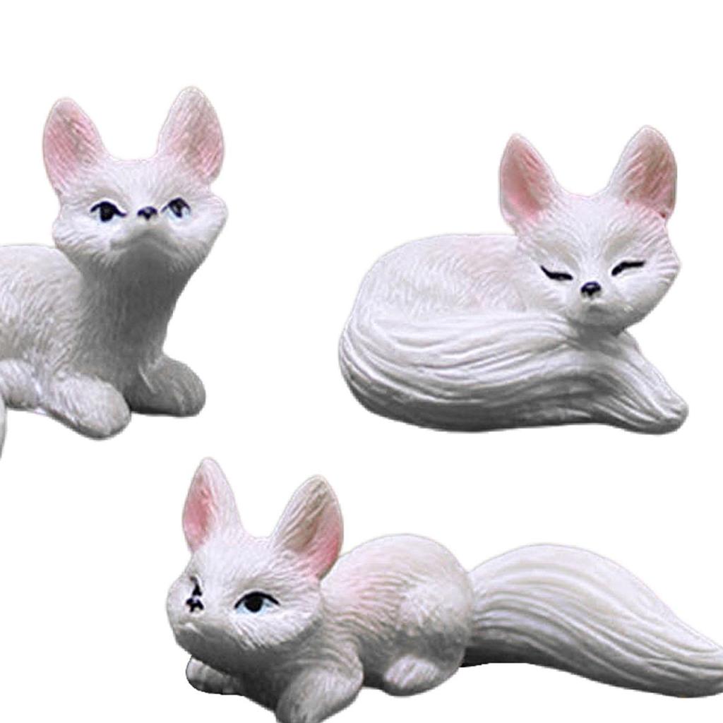 3Pcs Garden Fox Miniature Figurines Garden Decor for Outdoor Garden Yard