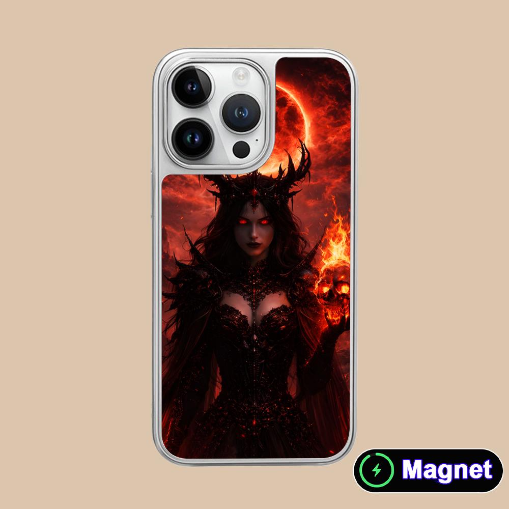 

Dark Goddess Lilith Phone Case for iPhone 17 16 15 14 13 12 11 Air Pro Max Plus Electroplated Silver Magsafe Cover iPhone 11