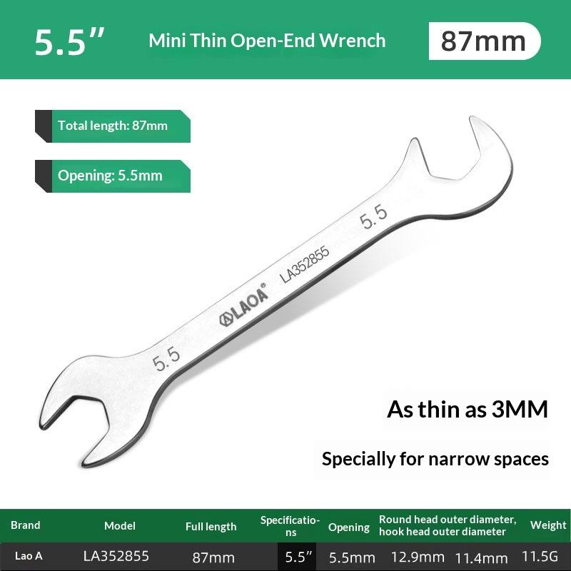 Mini Thin Double Open-End Wrench Stainless Steel Dual-Purpose Wrench 5 To 11 Mm Available Mini Dual-Purpose Wrench Set