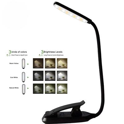 Mini 9 LED Reading Light Book Light Lamp USB Rechargeable Warm Clip Lamp Brightness Stepless Dimming Desk Table Read Night Light