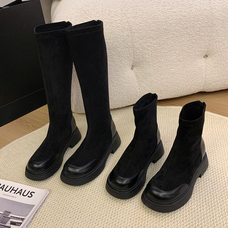 Fat M Boots Suede Elastic Thin Shoes Thick Legs Big Tube Circumference High Boots Large Size Women's Shoes To