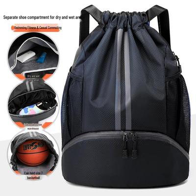 Wasserdicht Nein. 7 Basketballtasche mit Schuhfach, Nass-/Trocken-Trennung, Kordelzug-Rucksack für Studenten, Faltbare Aufbewahrung, Schwimmtasche