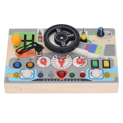 Wooden Steering Wheel Toy Electronic Children Learning Activity Board Early Educational Toy for Kind