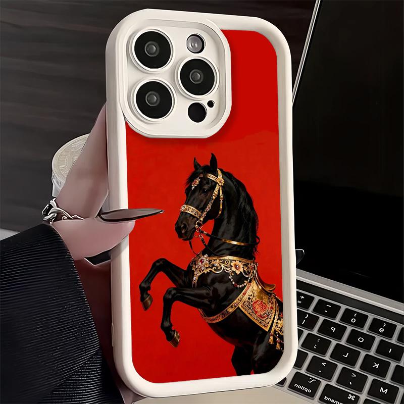Phone Case for iPhone 17 Air 16E 15 16 Pro Max Horse Art Aesthetics Cover 14 Plus 13 12 Mini Soft Shell Silicone Fundas