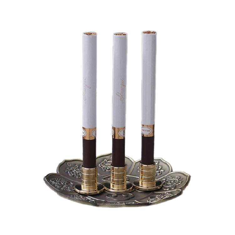 3Pcs Vintage Metal Cigarettes Holder Incenses Stick Holder Handcraft Incenses Burners with Flower Base Ashes Catcher