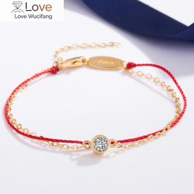 Handgemachtes Silber 925 Sterling Armband für Frauen Roter Faden für die Hand Roségold Rotes Seil Armband Dünner roter Seil Armreif Schmuck