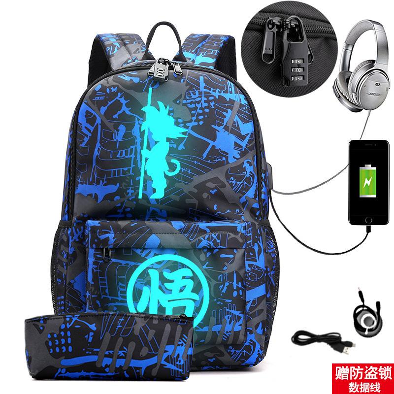 Usb Large Capacity Leisure Travel Backpack Animation Printing Luminous Schoolbag Student Pencil Case