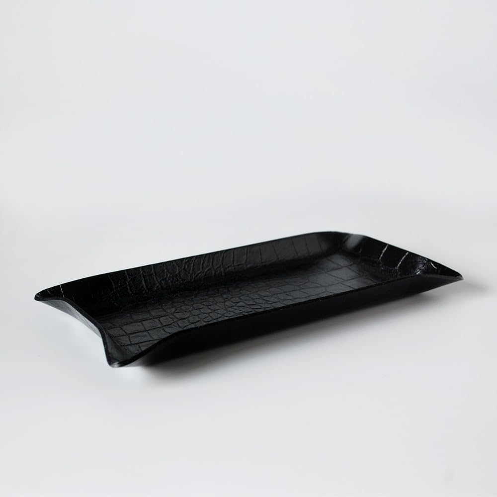 recycled leather cash register coin cash coin cashier small item holder embossed Maintenance-free tray, tray, tray, tray, tray, (crocodile black)