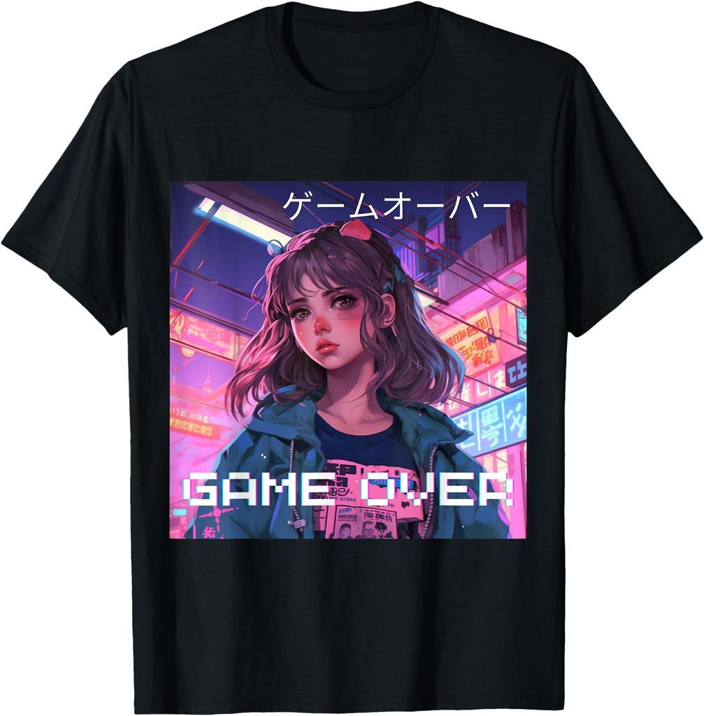 Japanese Vaporwave Sad Anime Indie Aesthetic Game Over T-Shirt