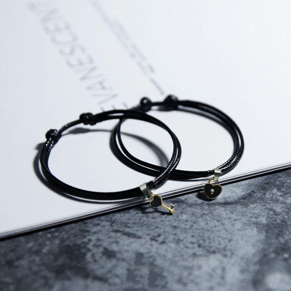 For Women String Couple Charm Rope Key Heart Lock Bangles Bracelets Fashion Accessories Jewelry