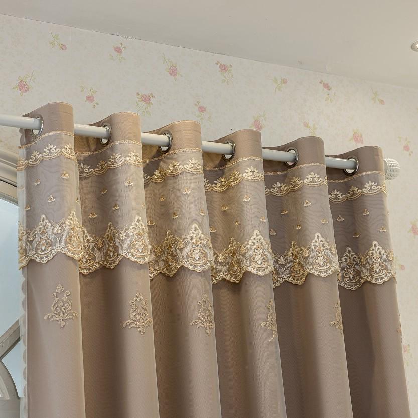 Luxury European Double-Layer Jacquard Blackout Curtains for Living Room or Bedroom - Soft Gauze Texture, Floor-to-Ceiling Design.