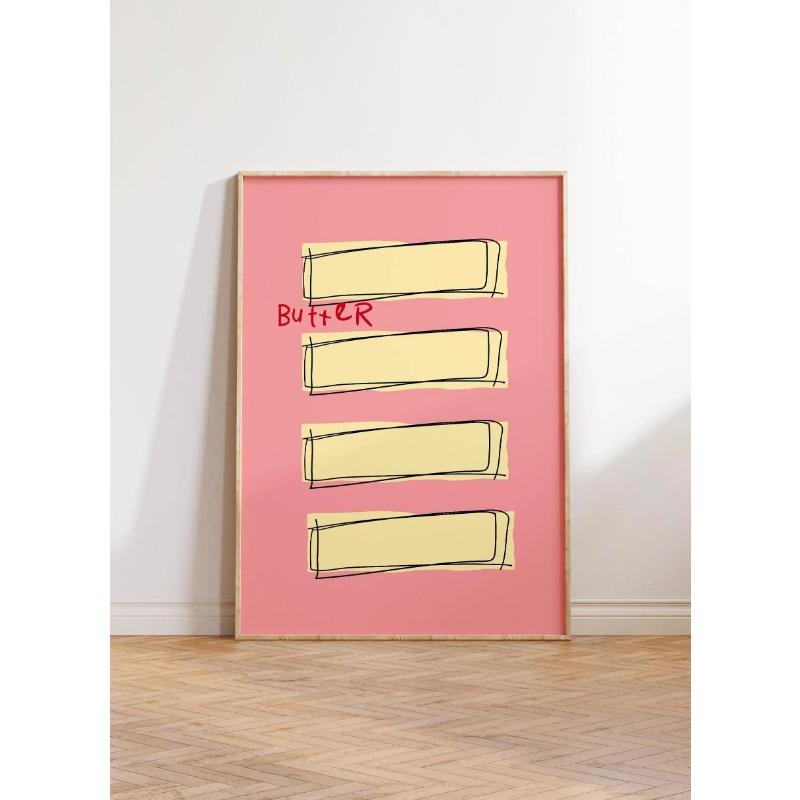 

1 шт. Постер с маслом Минималистичный декор для кухни Фанки Забавная еда Выпечка Настенное искусство Идеальный подарок для любителей масла Декор для дома Гостиная 21cm×30cm NoFrame