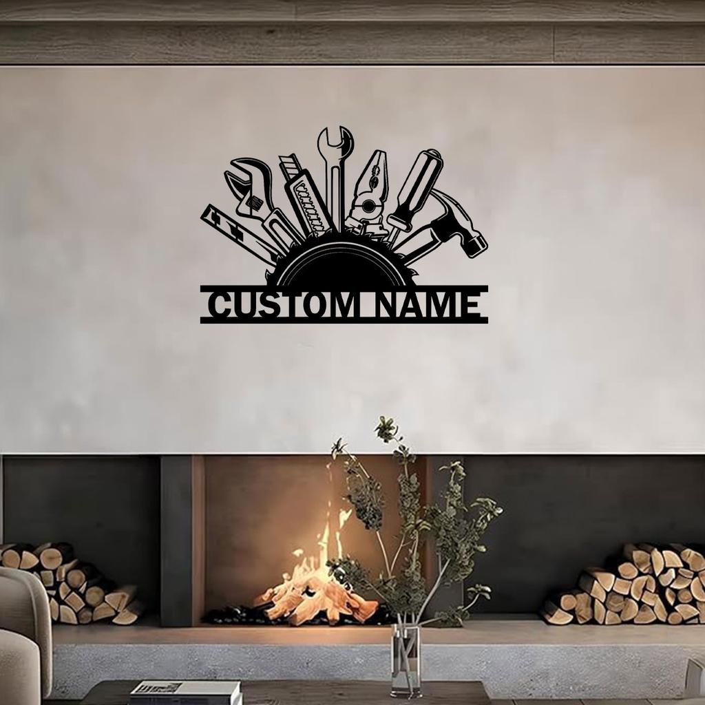 Custom Metal Wall Art For Men Workshop Garage Decor Personalized Builder Gift