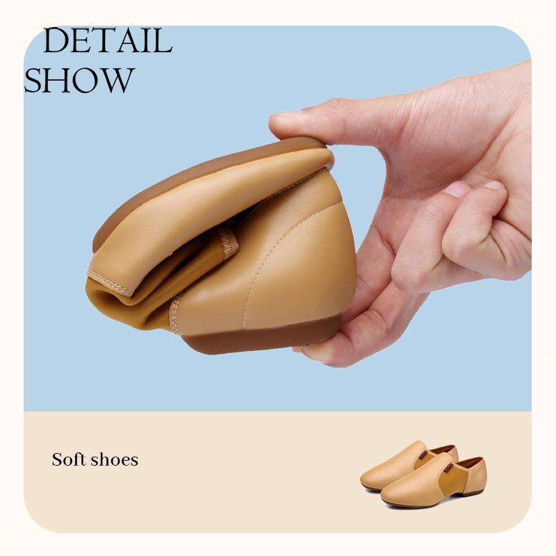Genuine Leather Jazz Dance Shoes Tan Black Antiskid Sole Jazz Shoes High Quality Adults Dance Sneakers For Girls Women