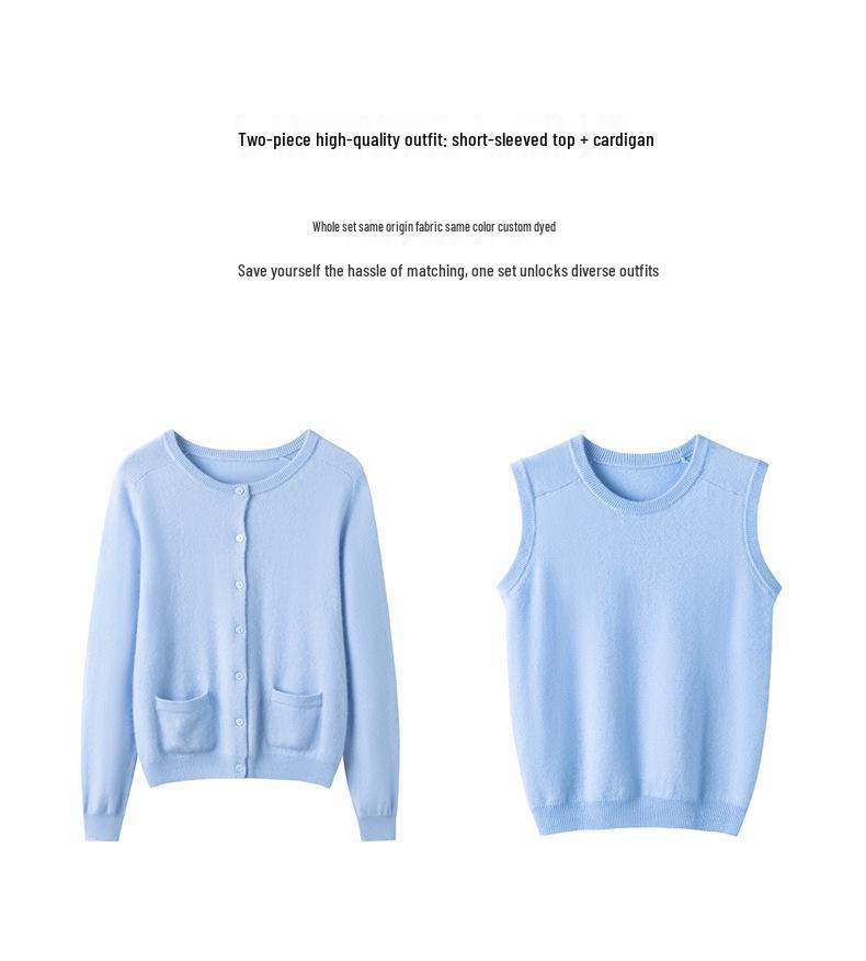 Women's 12-Gauge Short Round-Neck Cashmere Cardigan