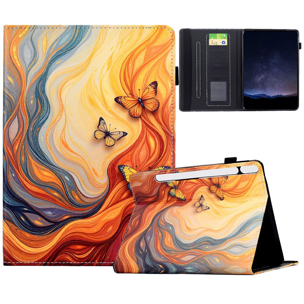 For Samsung Galaxy Tab S10 FE+ Leather Case Pattern Print Card Slots Stand Auto Sleep Wake Tablet Cover