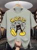 Fashion Music Print TShirt 100 Cotton ONeck Short Sleeve Summer Casual Unisexs Tshirt Streetwear