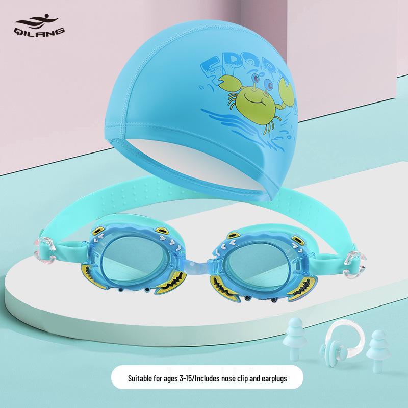 Kids' Cartoon Swim Cap with Waterproof Ear Protection & High Elasticity - Comfortable PU Cap for Boys & Girls, Customizable Logo Available.