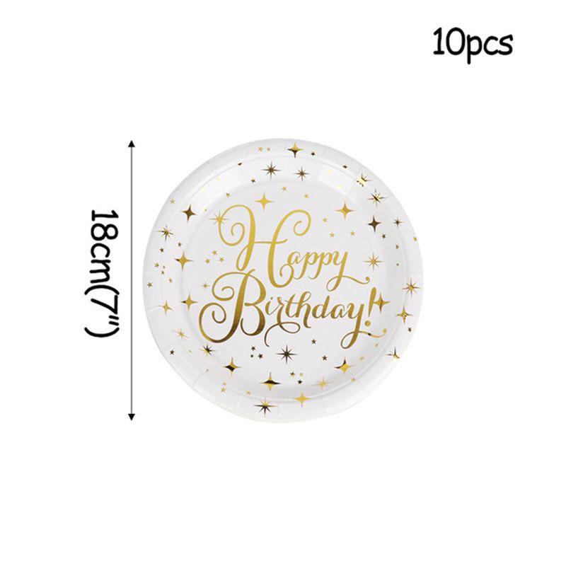 Dot Gold Polka Stamping Happy Birthday Party Decor Supplies Tableware Disposable