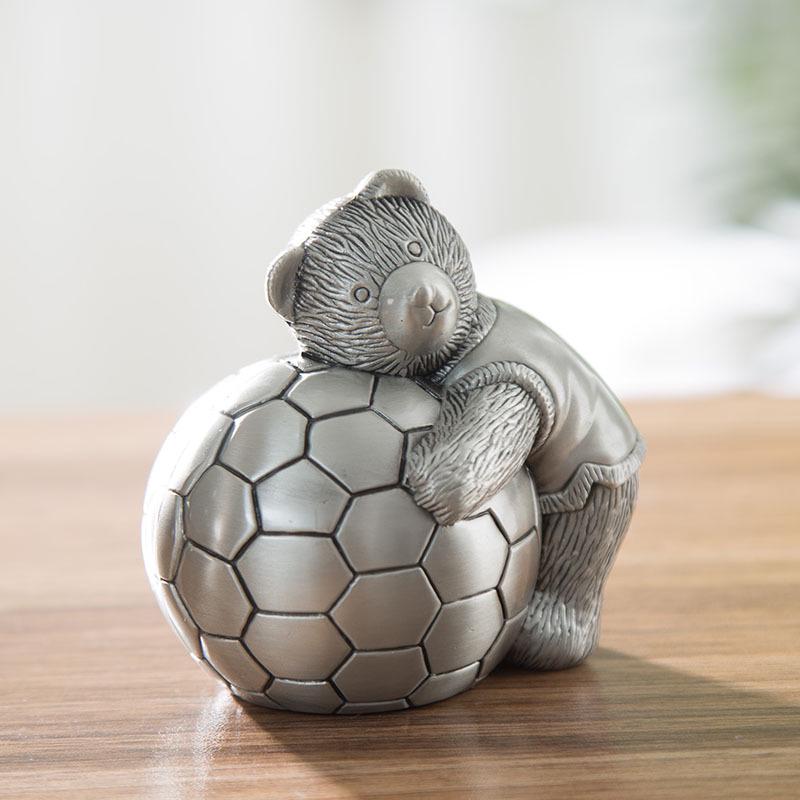 Retro Bear Football Coin Piggy Bank For Kids Creative Cartoon Money Bank Home Decor Ornament Christmas Or Birthday Gift