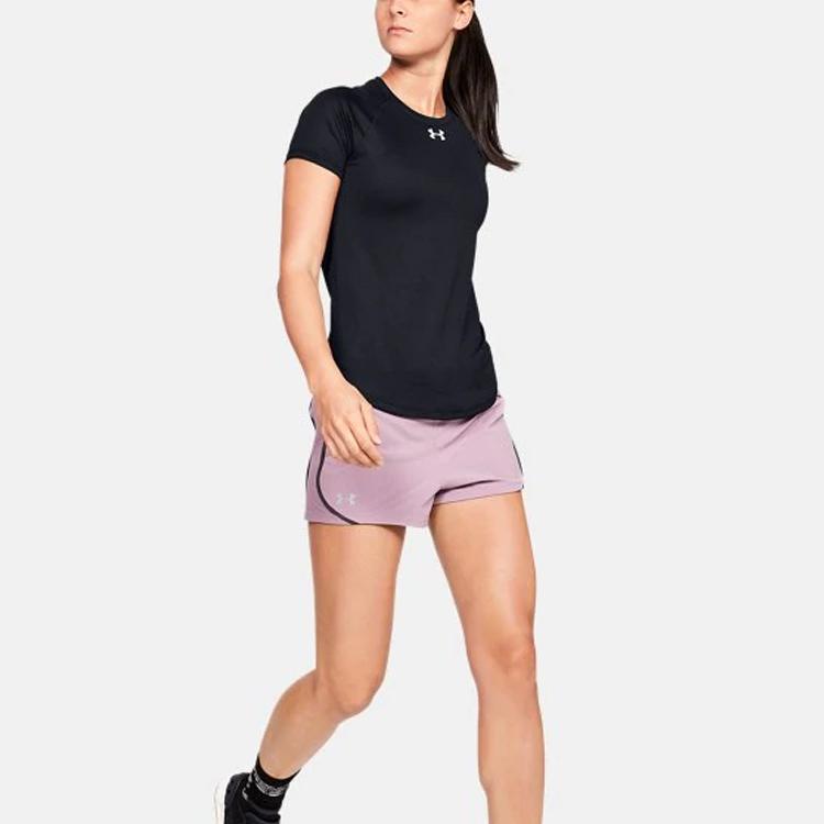 Under Armour Qualifier HexDelta Short Sleeve T-Shirt Women Tops Black 1326504-001
