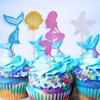 Little Mermaid Happy Birthday Cake Topper Mermaid Party Cupcake Toppers Girl Baby Shower Kids Birthday Party Wedding Decoration