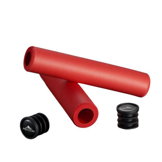 

1 пара велосипедных ручек с заглушками, силиконовые, губчатые, противоскользящие, амортизирующие, для горного велосипеда, чехол на руль, велосипедные аксессуары красный