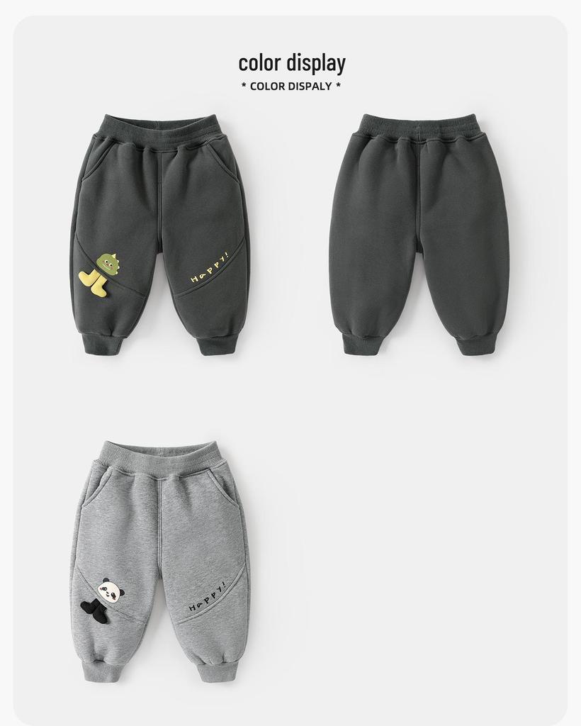 Kaka Panda Kids' Fleece-Lined Winter Pants: Warm Cotton Trousers for Boys, Girls, and Toddlers.