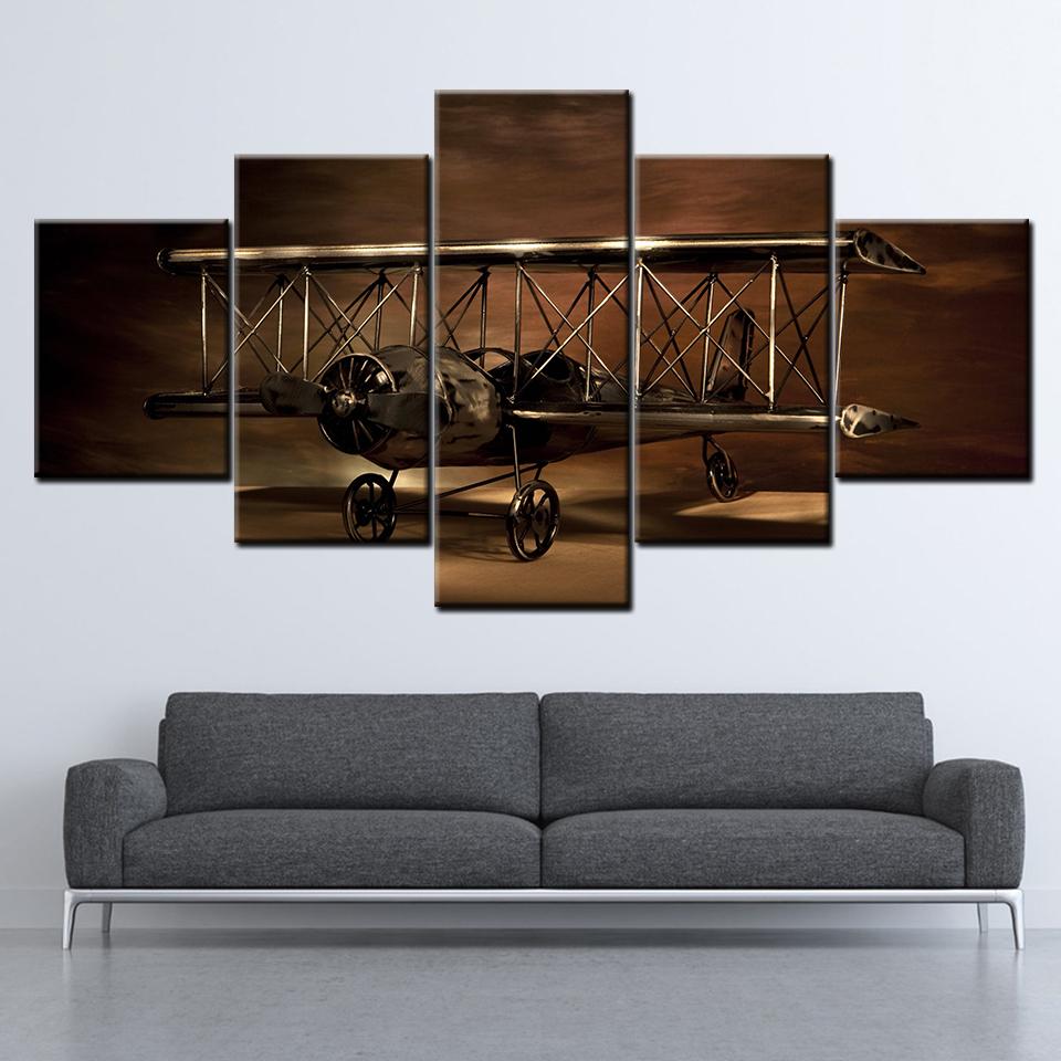

Canvas Painting Airplane Biplane model 5 Pieces Wall Art Painting Modular Wallpapers Poster Print Decor 20x35 20x45 20x55cm